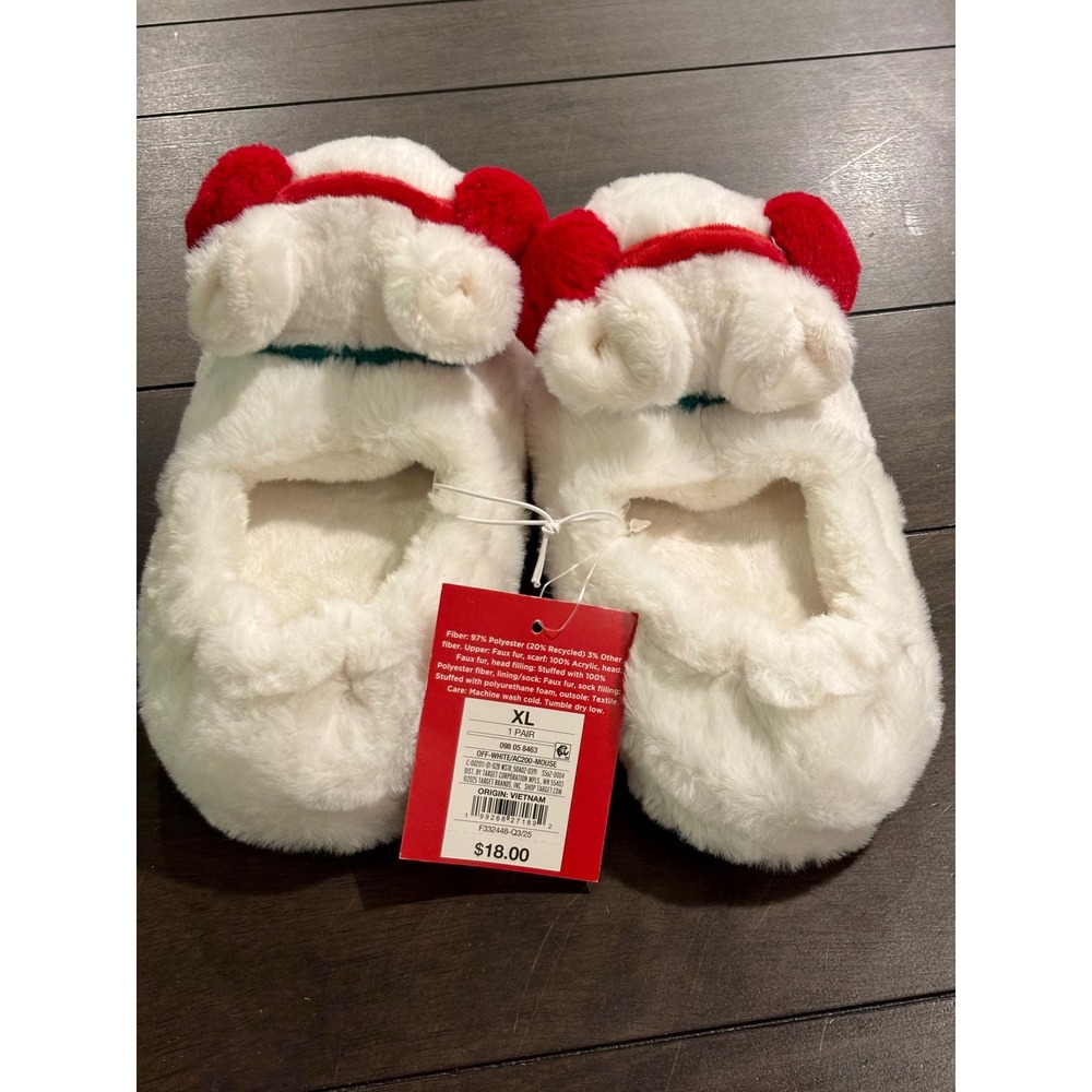 Wondershop Target Kids Polar Bear Earmuff Slippers White XL 11-12 Holiday - Picture 4 of 6